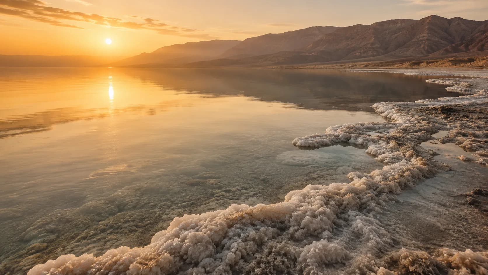 The Dead Sea at golden hour — birthplace of Lamsa